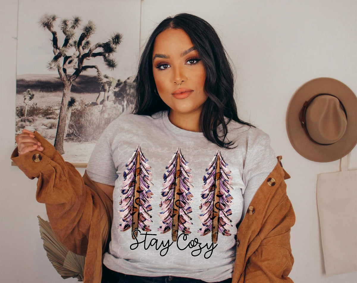 Stay cozy trio trees DTF TRANSFER