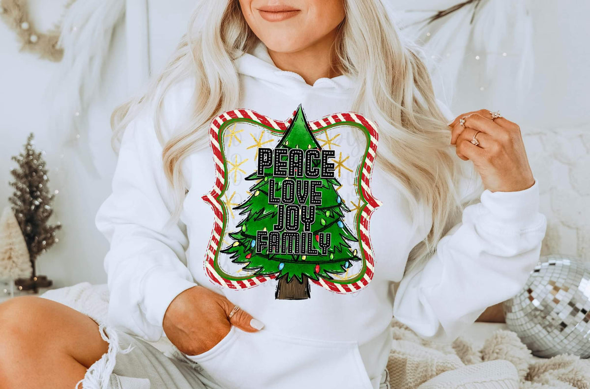 Peace love joy family Christmas tree 112349 DTF TRANSFER