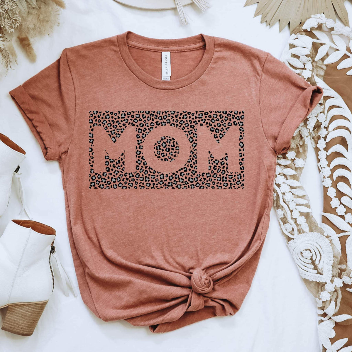 Mom leopard retangle DTF TRANSFER
