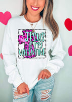 Jesus is my Valentine in frame with pink cross DTF TRANSFER