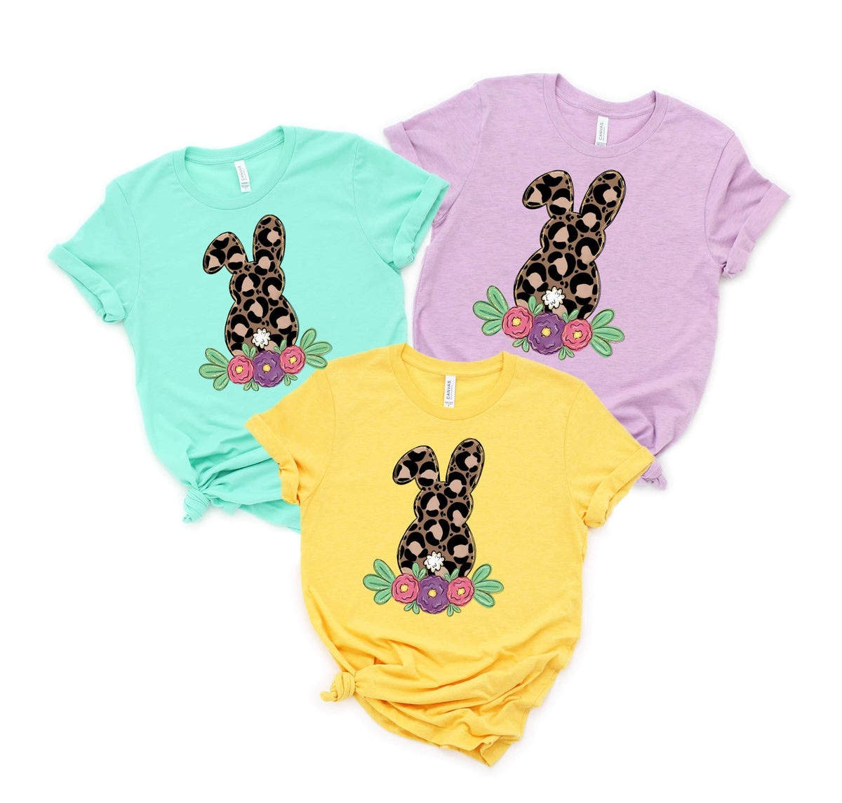 Leopard bunny with flowers HIGH HEAT screen print transfer