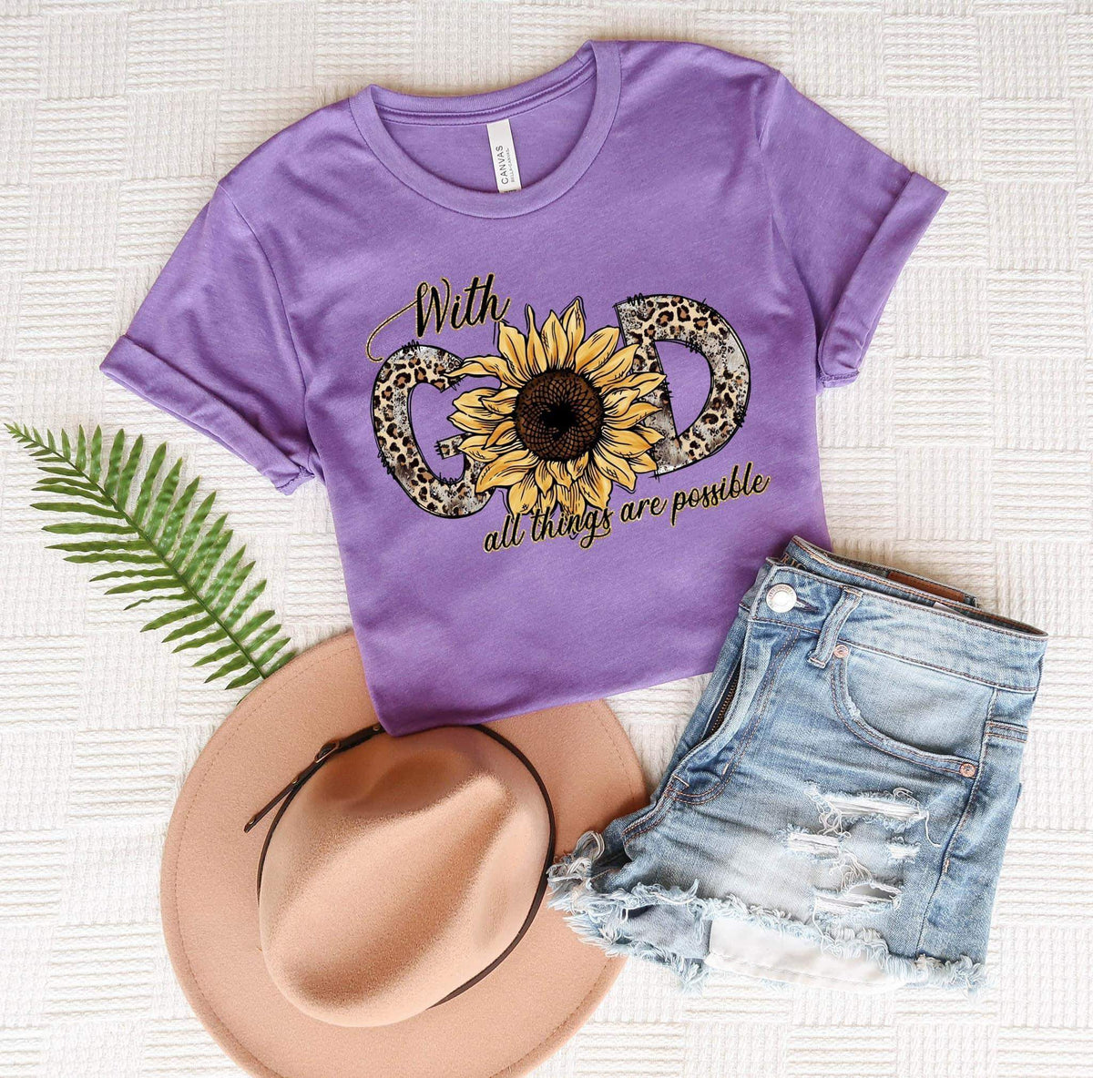With God All Things Are Possible Sunflower 75764 DTF TRANSFER