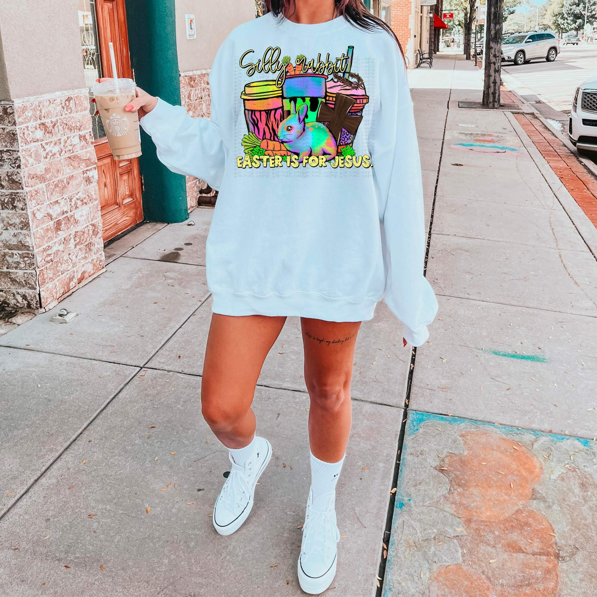 Silly rabbit Easter is for Jesus coffees DTF TRANSFER