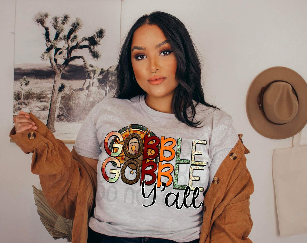 Gobble gobble y'all with turkey 8300 DTF TRANSFER