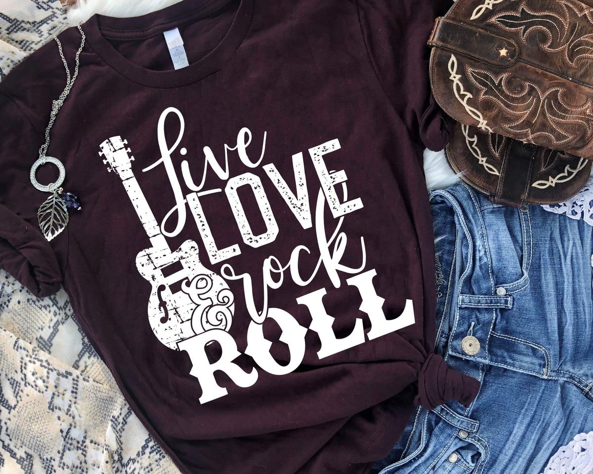 Live love rock & roll WHITE screen print transfer