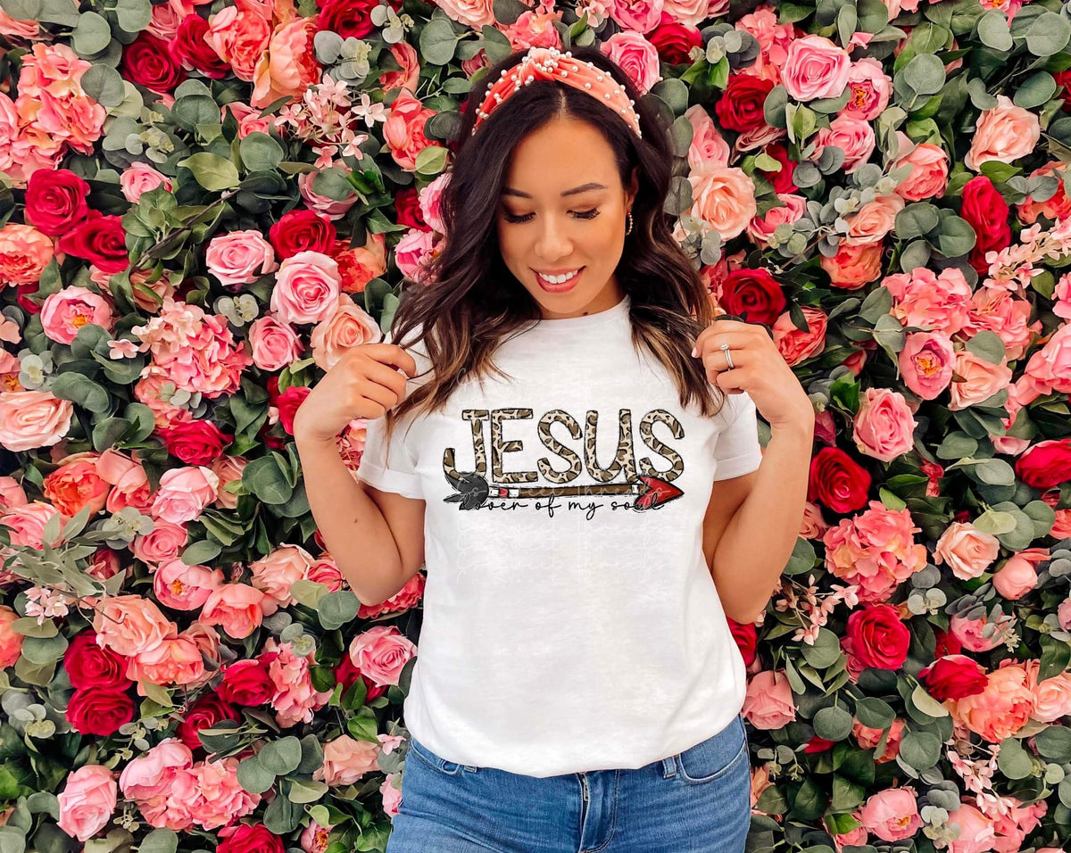 Jesus lover of my soul with leopard and arrow DTF TRANSFER