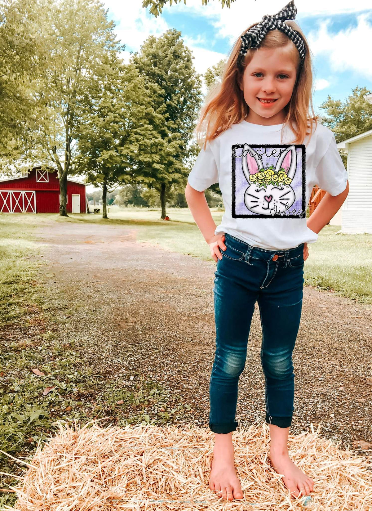 Easter Vibes bunny face frame 2361 DTF TRANSFER