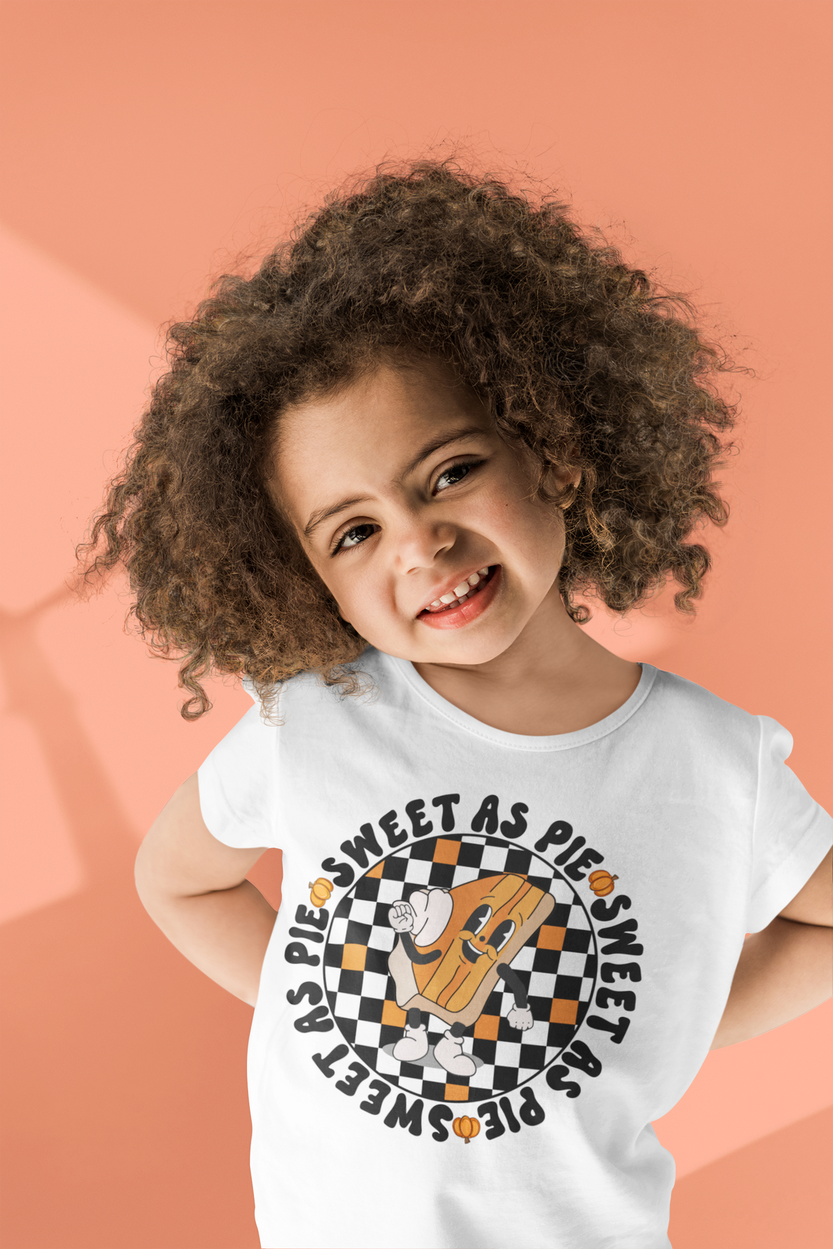 Sweet As Pie Retro Checkered and Orange Pumpkins 112284 DTF TRANSFER